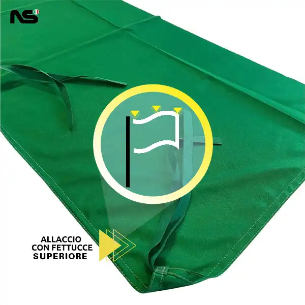 fissaggio bandiera con fettucce parte superiore